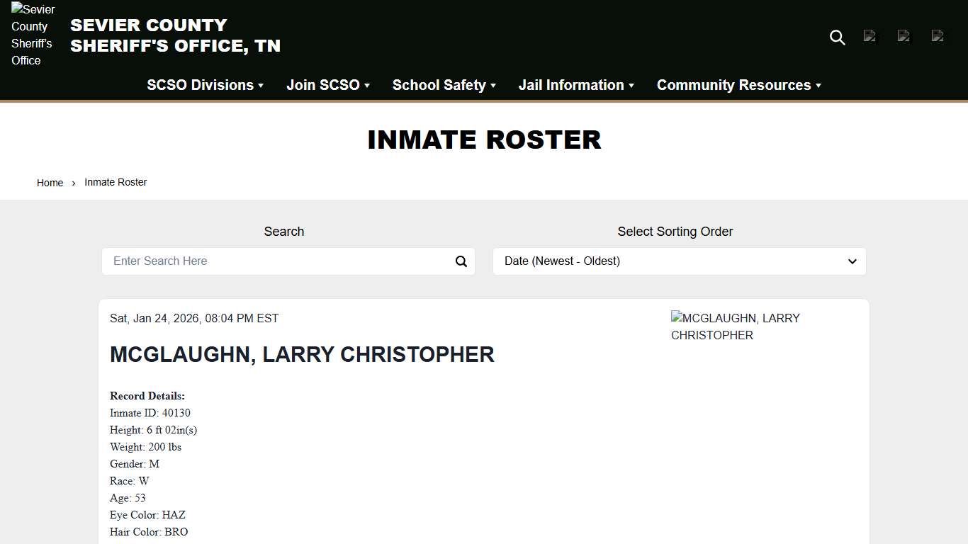 Inmate Roster Sevier County Sheriff’s Office